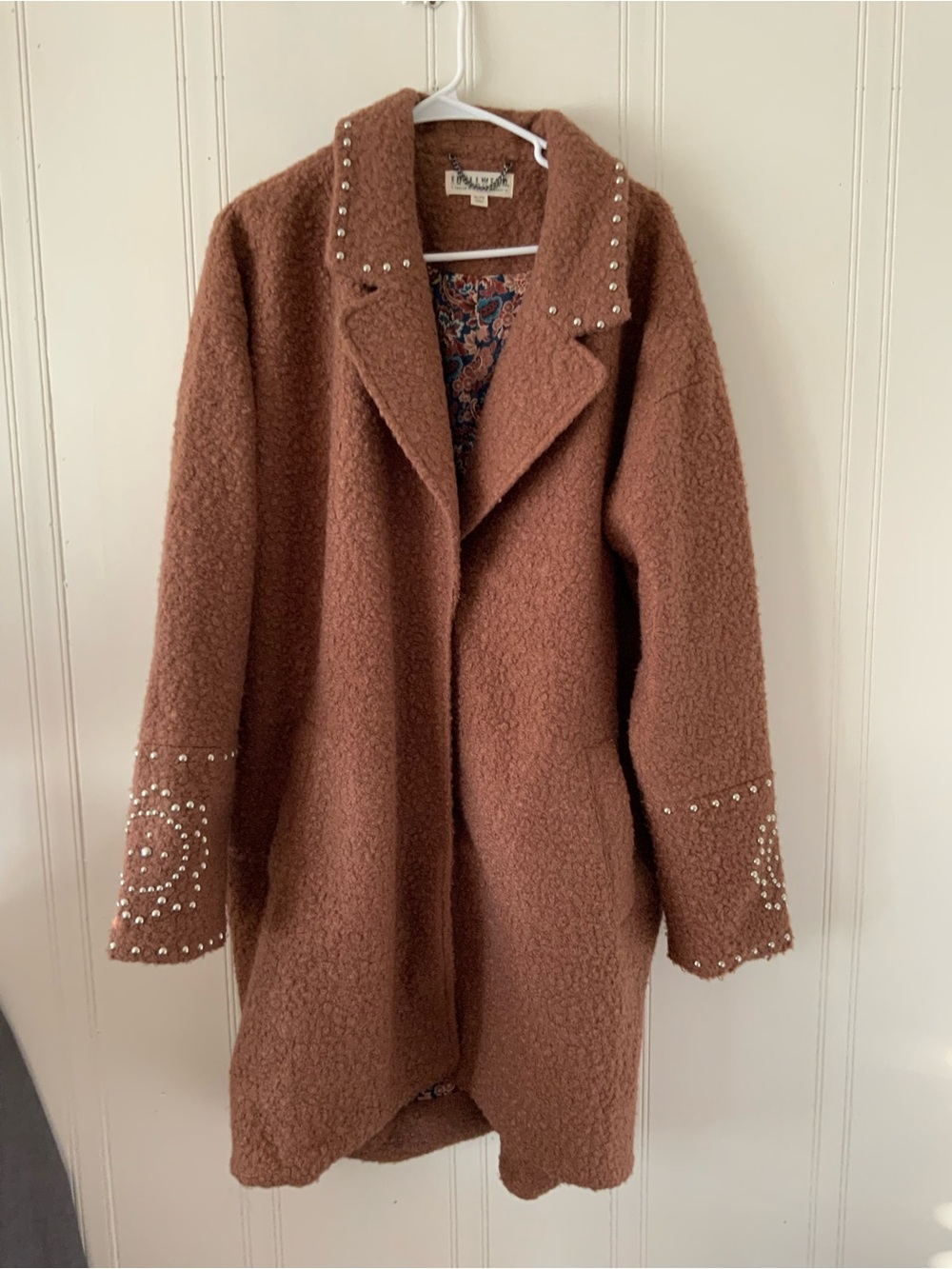 Idyllwind Rust Teddy Coat with Pearl Stud Accents